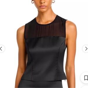 NWT French Connection Illusion Neck Elegant Black Tank Top Blouse